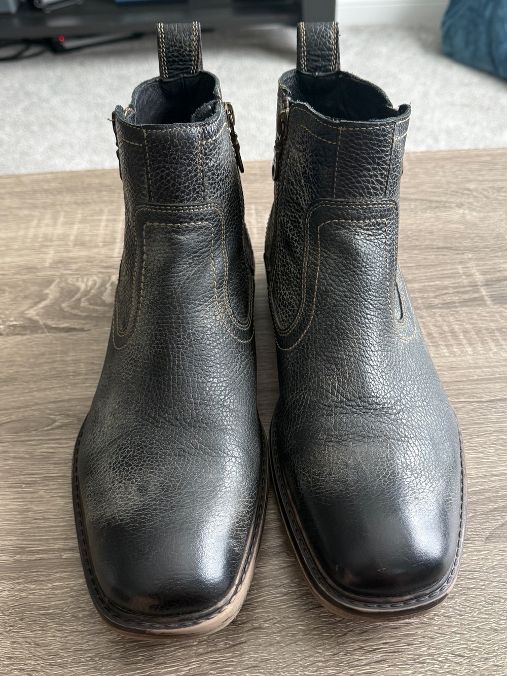 ROAM Men’s Double Zipper Black and Gray Cowboy Boots
